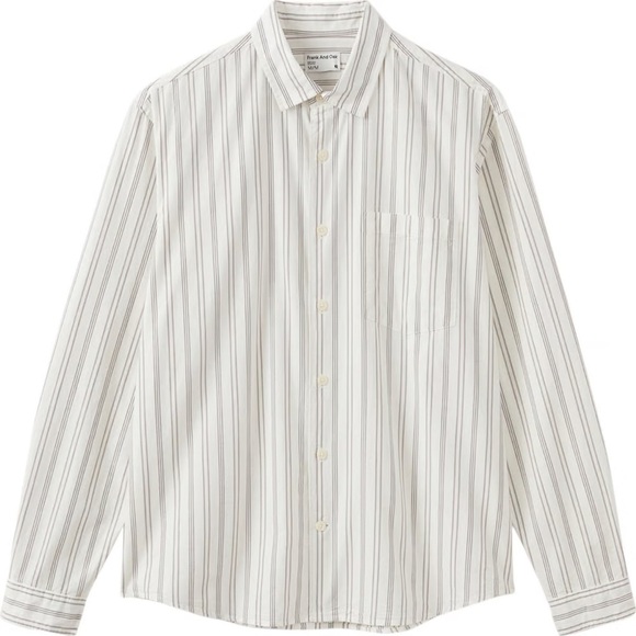 NWT FRANK AND OAK  Kapok Button-up Striped Poplin Shirt - *still in package* NEW - Picture 3 of 7